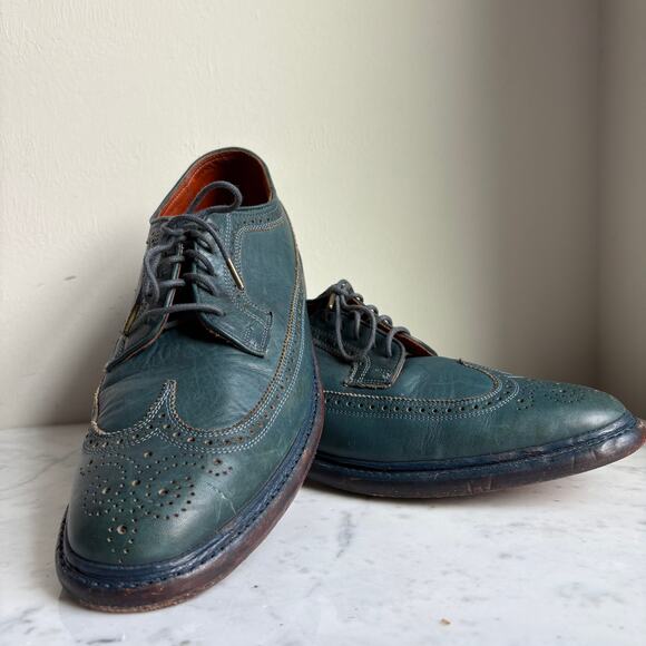 Florsheim by Duckie Brown Teal Leather Brogue Oxfords Men’s 10.5D Heritage Prep - Picture 15 of 16